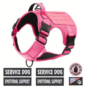 Tactical Pet Chest Service Dog Harness Vest Adjustable Reflective Dog Harness Metal Buckle Hiking Training (Option: Pink-XL)