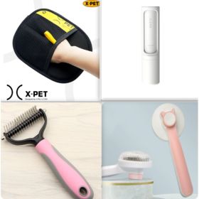 Pet Long-haired Dogknot Comb Double-sided Blade Dog (Option: Pink set20-L)