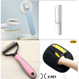 Pet Long-haired Dogknot Comb Double-sided Blade Dog (Option: Pink set13-L)