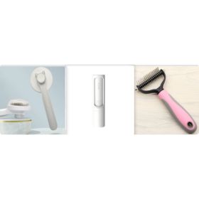 Pet Long-haired Dogknot Comb Double-sided Blade Dog (Option: Pink set10-L)