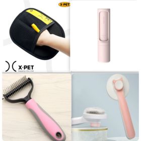 Pet Long-haired Dogknot Comb Double-sided Blade Dog (Option: Pink set16-L)
