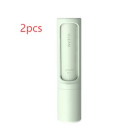2-1 Reusable Pet Hair Remover Brush Lint Roller Portable Effective Self Cleaning Tool for Cat Dog Fur Hair Dust Removal Brush (Option: Green 2pcs)
