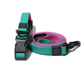 Honeycomb Embossed Dual-Color Pet Leash Set Is Stylish And Fashionable. The Embossed Surface Enhances The Leash's Grip, Preventing Slippage When (Option: Greenpurpler-20mm)