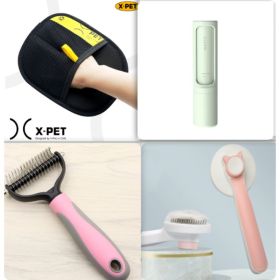 Pet Long-haired Dogknot Comb Double-sided Blade Dog (Option: Pink set22-L)