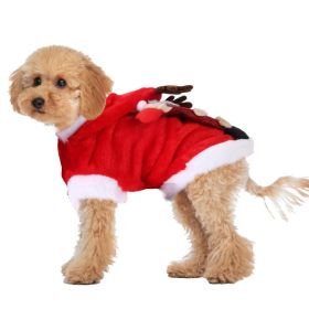 Pet Christmas Clothes Santa Claus Reindeer Antlers Costume Winter Outfit New Year Coat (Option: XL)