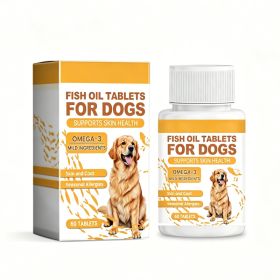Dog Fish Oil Chewable Tablets,3 Skin & Coat Supplement For Itchy Skin, Seasonal Allergies, Support Bone, Digestion & Reproductive Health, 60 Tabl (Option: 1Box)