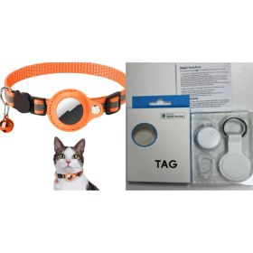 Reflective Collar Waterproof Holder Case For Airtag Air Tag Airtags Protective Cover Cat Dog Kitten Puppy Nylon Collar (Option: Orange set1)
