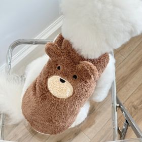 Winter Clothes Fleece-lined Warm Dog Cute Clothes (Option: Brown-S)